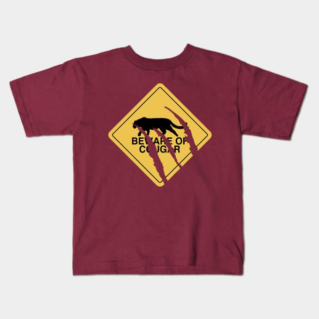 Beware of Cougar Kids T-Shirt by TheNerdcoreCabaret